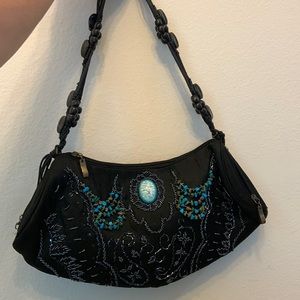 Black beaded bag Michele Hope. Multiple pockets